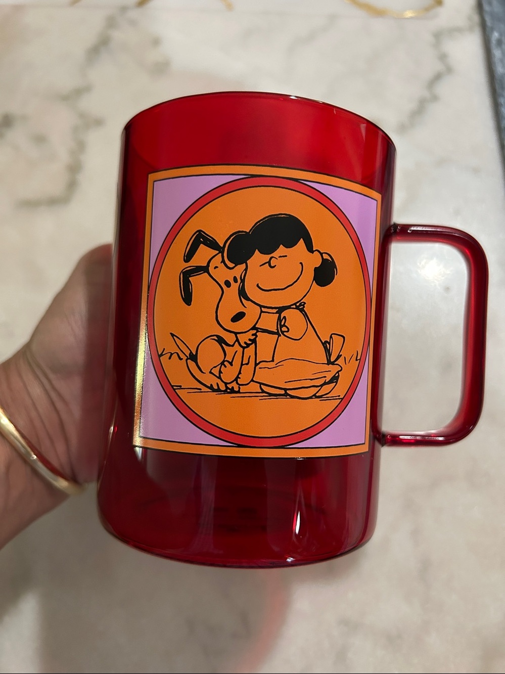 Peanuts Happiness Is a Warm Puppy Glass Mug, 20 oz. Coffee, Tea Snoopy Cup- NEW